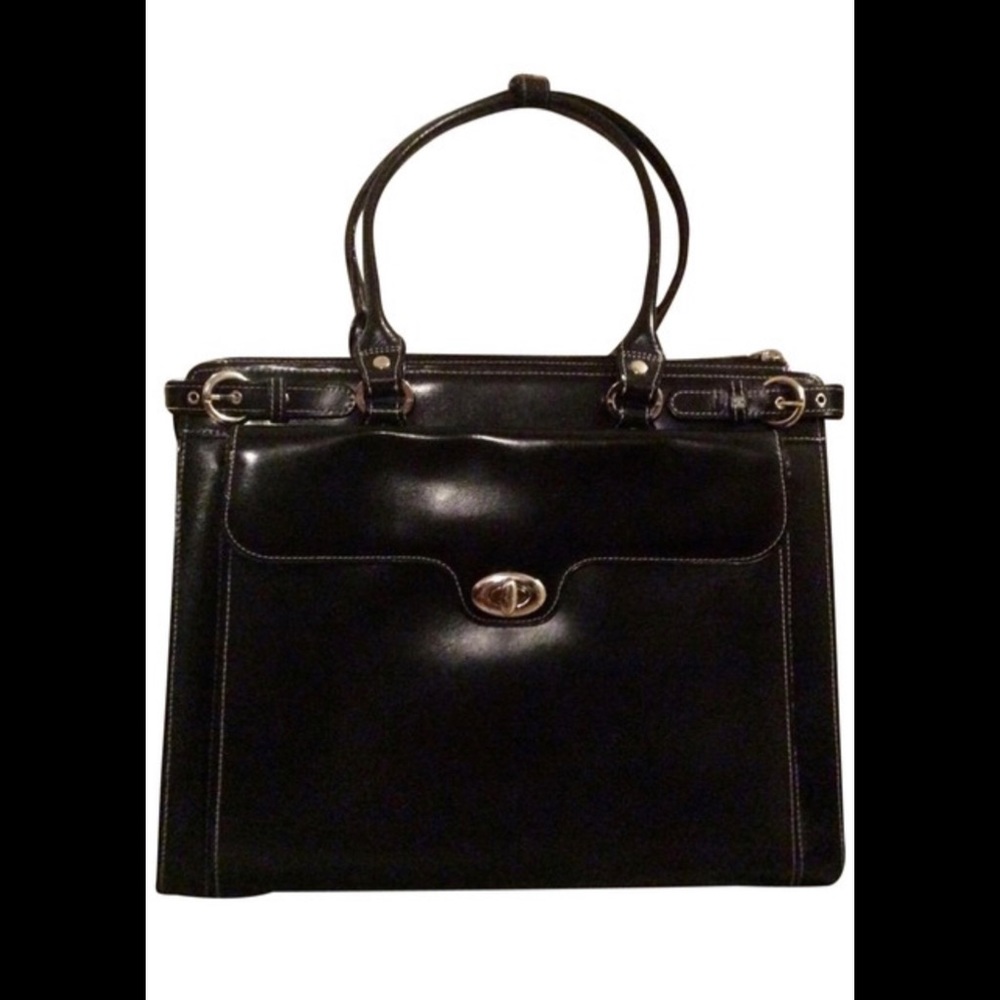 McKlein “Winnetka Series” Black Leather Fashionable Laptop Briefcase